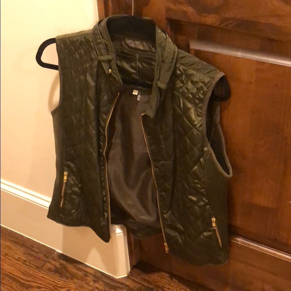 Tyler Boe Green Vest with Gold Zippers